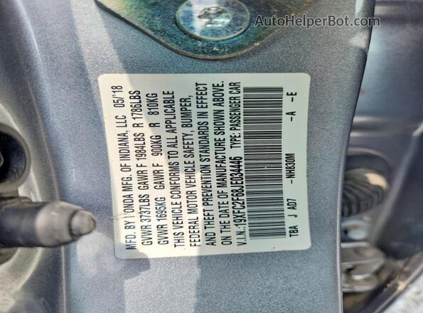 19XFC2F68JE034446 2018 HONDA CIVIC Silver ძრავის განყოფილების ხედი