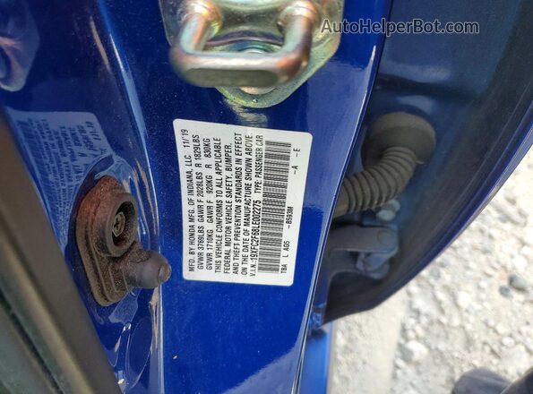 19XFC2F68LE002275 2020 HONDA CIVIC Blue Вид наклейки з VIN-кодом