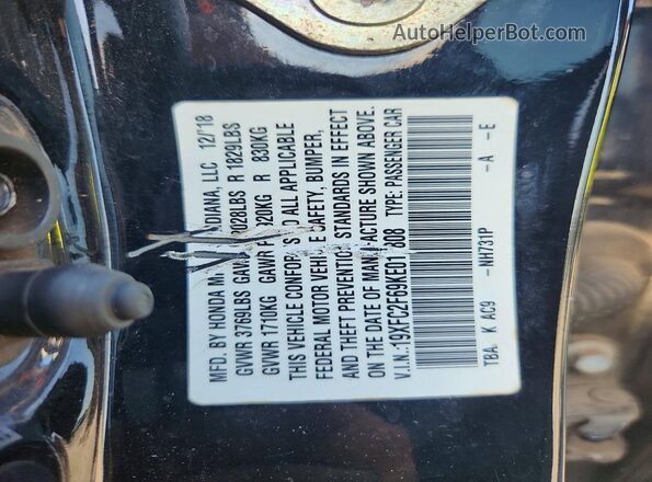 19XFC2F69KE011808 2019 HONDA CIVIC Black 