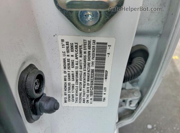 19XFC2F6XKE203366 2019 HONDA CIVIC White Շարժիչի բաժամունքի տեսք