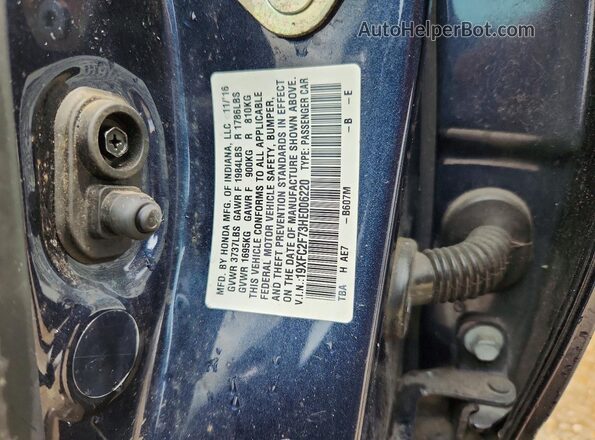 19XFC2F73HE006220 2017 HONDA CIVIC Blue Engine compartment view