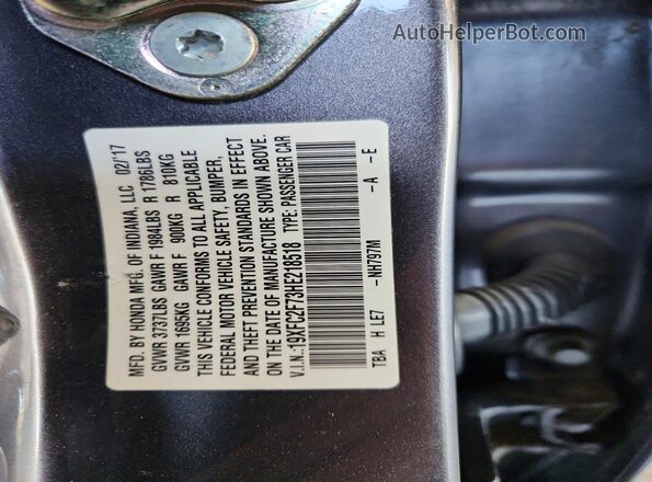 19XFC2F73HE218518 2017 HONDA CIVIC Gray Engine compartment view