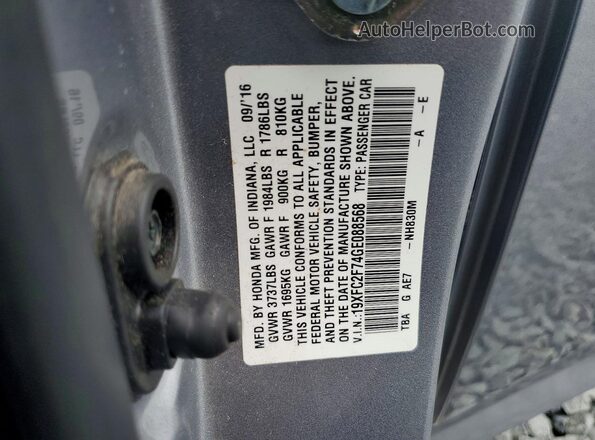 19XFC2F74GE088568 2016 HONDA CIVIC Silver Vista del compartimento del motor
