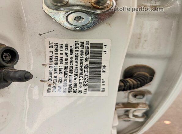 19XFC2F75HE074826 2017 HONDA CIVIC White Vista de la etiqueta del VIN