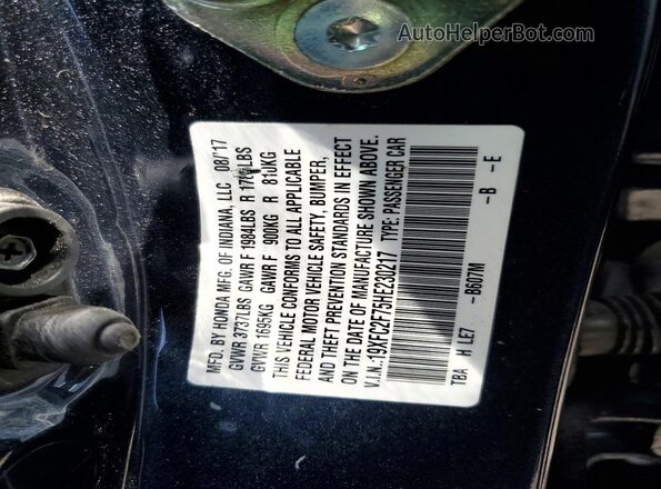19XFC2F75HE230217 2017 HONDA CIVIC Blue Շարժիչի բաժամունքի տեսք