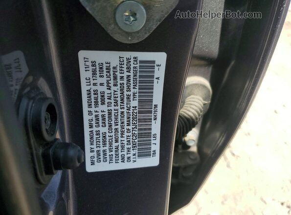 19XFC2F75JE202214 2018 HONDA CIVIC Gray Engine compartment view