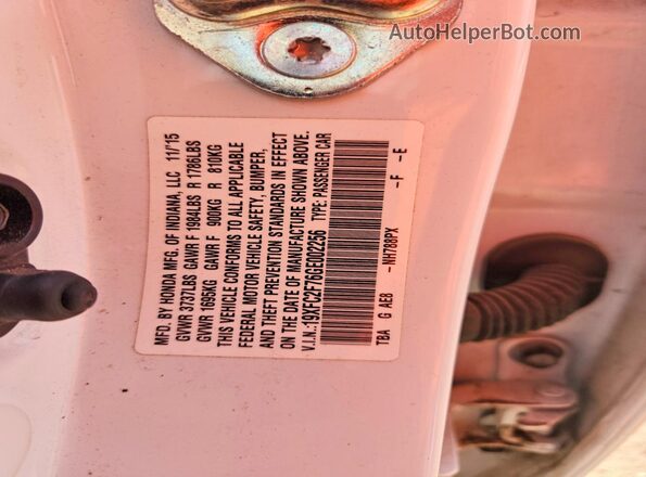 19XFC2F76GE002256 2016 HONDA CIVIC White Вид підкапотного простору