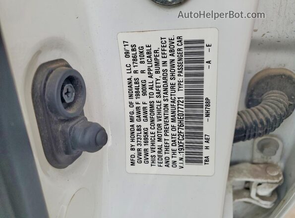 19XFC2F76HE077721 2017 HONDA CIVIC White Widok komory silnika