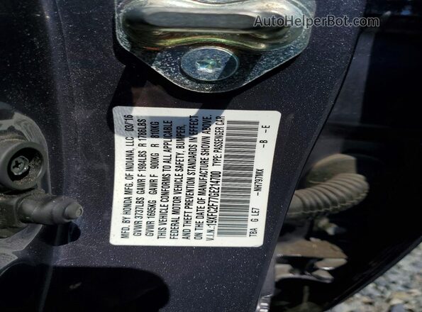 19XFC2F77GE214700 2016 HONDA CIVIC Gray Շարժիչի բաժամունքի տեսք