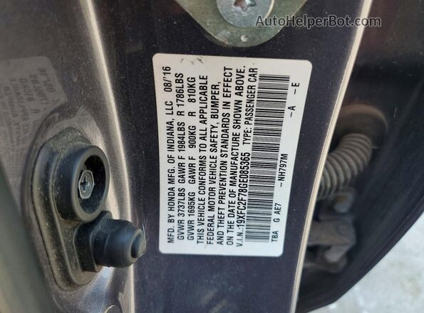 19XFC2F78GE085365 2016 HONDA CIVIC Gray VIN կոդի պիտակի տեսք