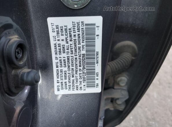 19XFC2F79HE020266 2017 HONDA CIVIC Gray Շարժիչի բաժամունքի տեսք