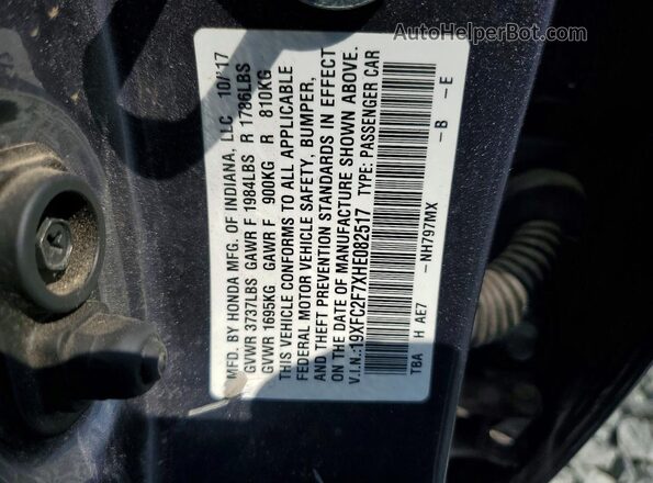 19XFC2F7XHE082517 2017 HONDA CIVIC Серый Вид подкапотного пространства