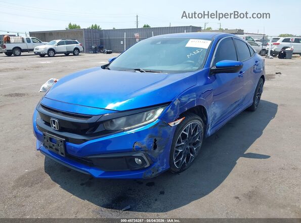 19XFC2F80KE204124 2019 HONDA CIVIC Blue Առջևի ձախ երեք քառորդ տեսարան