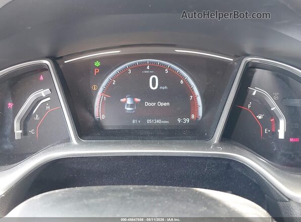 19XFC2F81KE200020 2019 HONDA CIVIC Black უკანა სავარძლების ხედი