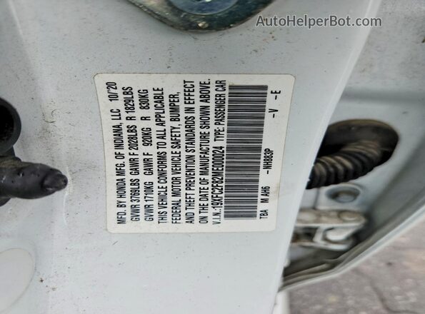 19XFC2F82ME000024 2021 HONDA CIVIC White Vista del compartimento del motor