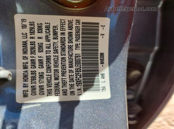 19XFC2F85LE000761 2020 HONDA CIVIC Серебряный Вид наклейки с VIN-кодом