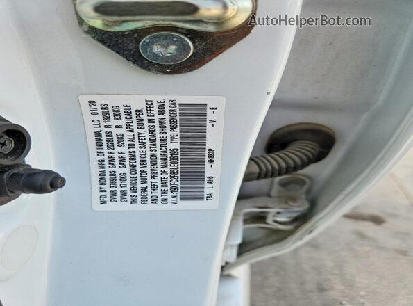 19XFC2F85LE008195 2020 HONDA CIVIC White Вид підкапотного простору