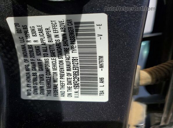 19XFC2F85LE012781 2020 HONDA CIVIC Gray VIN sticker view