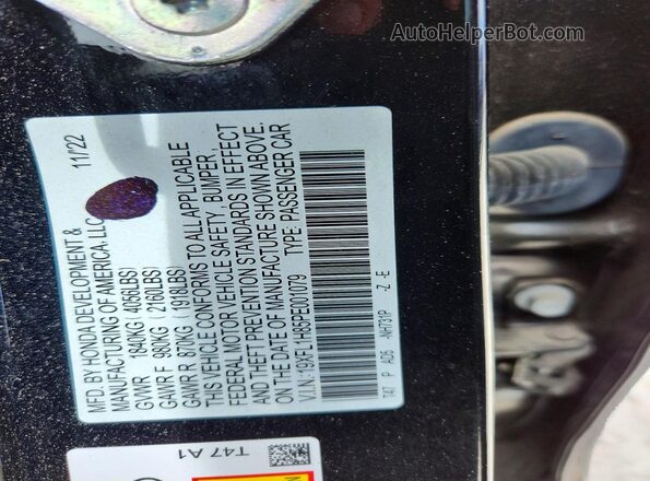 19XFL1H85PE001079 2023 HONDA CIVIC Black VIN კოდის სტიკერის ხედი