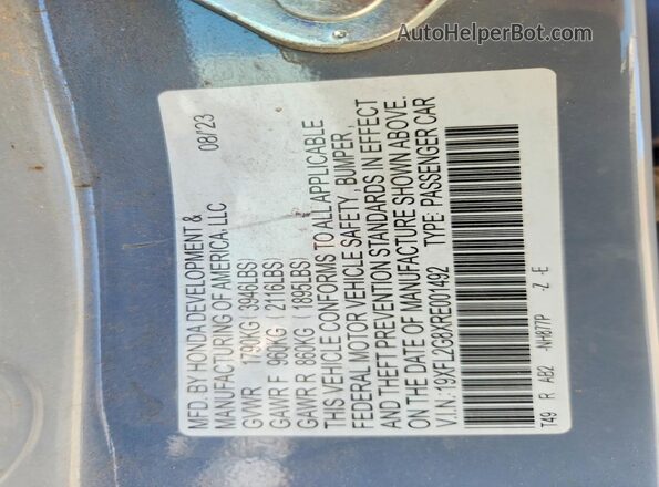 19XFL2G8XRE001492 2024 HONDA CIVIC Blue Շարժիչի բաժամունքի տեսք
