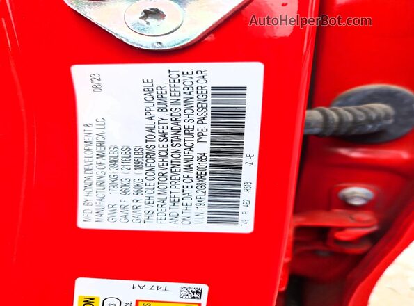 19XFL2G8XRE001654 2024 HONDA CIVIC Red Widok komory silnika