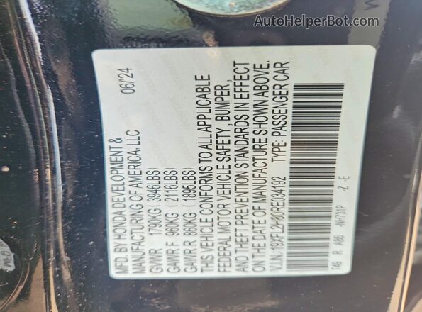 19XFL2H80RE034192 2024 HONDA CIVIC Black ძრავის განყოფილების ხედი
