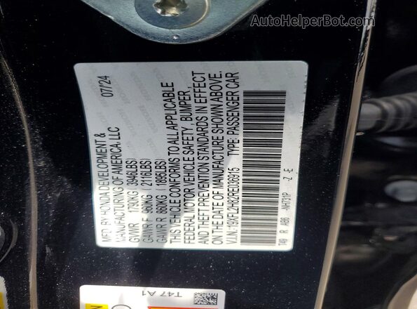 19XFL2H82RE036915 2024 HONDA CIVIC Black Widok komory silnika