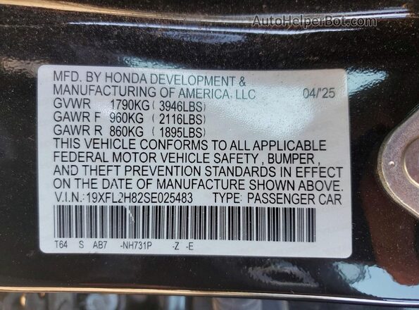 19XFL2H82SE025483 2025 HONDA CIVIC Black Engine compartment view