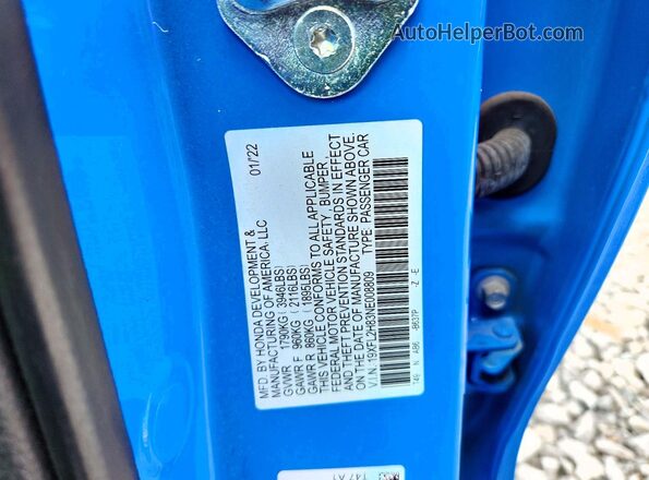 19XFL2H83NE008809 2022 HONDA CIVIC Blue Engine compartment view