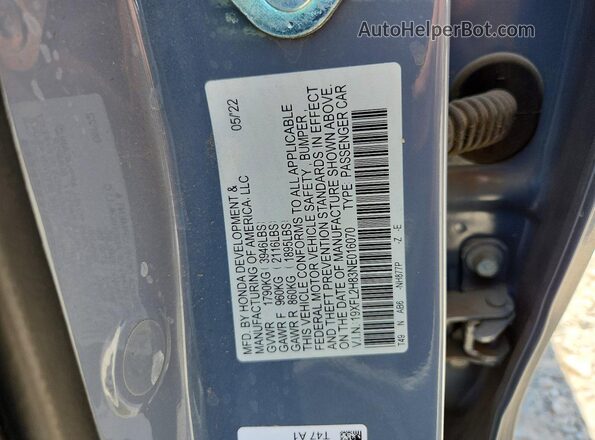 19XFL2H83NE016070 2022 HONDA CIVIC Gray Engine compartment view