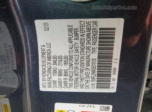 19XFL2H84SE019135 2025 HONDA CIVIC Black Widok naklejki z numerem VIN