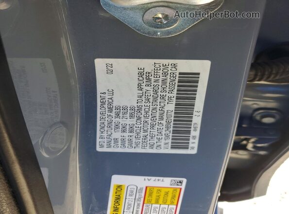 19XFL2H85NE010772 2022 HONDA CIVIC Gray Widok komory silnika