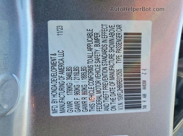 19XFL2H86RE012505 2024 HONDA CIVIC Silver ძრავის განყოფილების ხედი