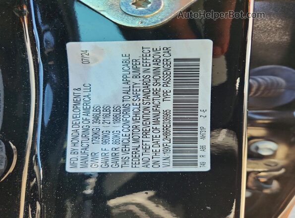19XFL2H86RE036965 2024 HONDA CIVIC Black Շարժիչի բաժամունքի տեսք