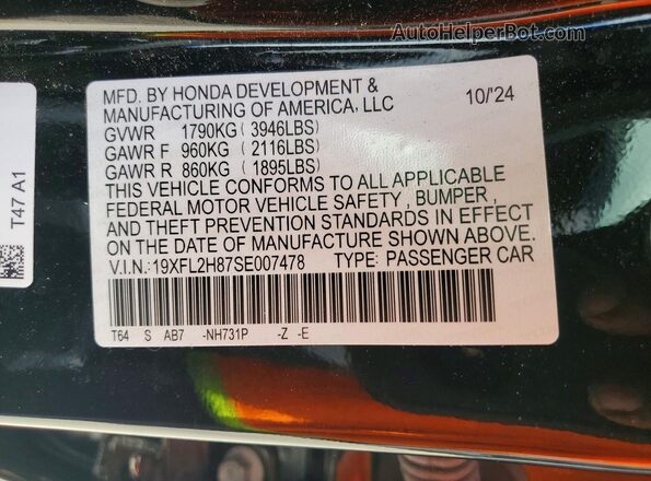 19XFL2H87SE007478 2025 HONDA CIVIC Black Engine compartment view