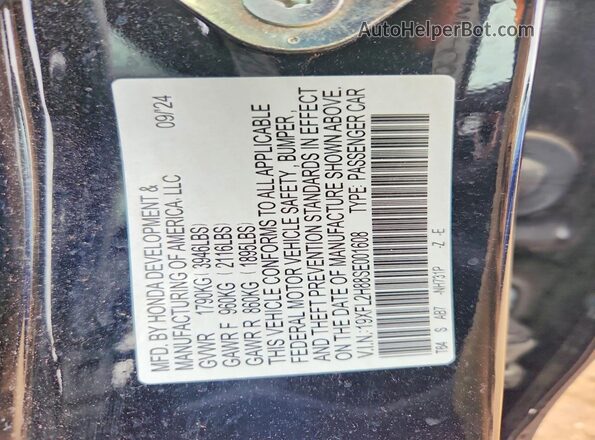 19XFL2H88SE001608 2025 HONDA CIVIC Black ძრავის განყოფილების ხედი