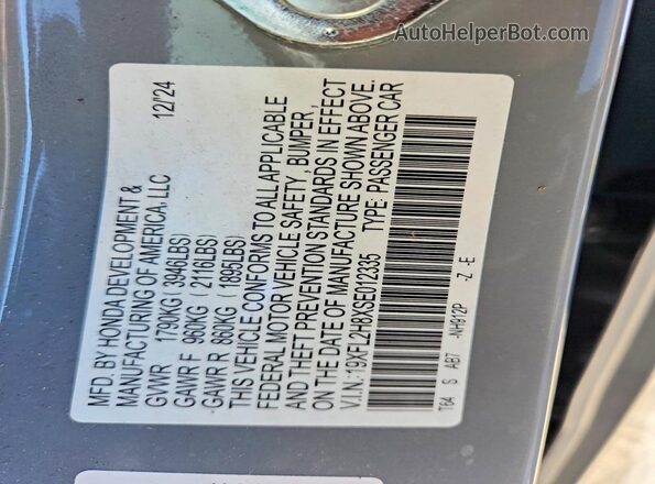 19XFL2H8XSE012335 2025 HONDA CIVIC Gray Widok komory silnika