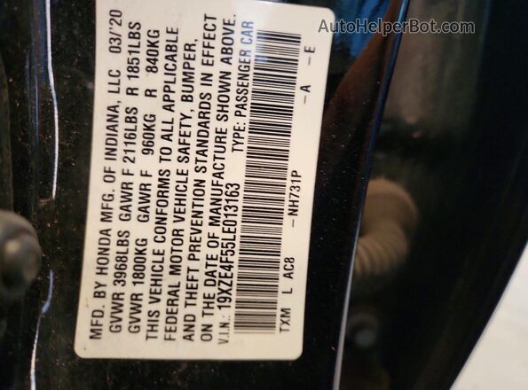 19XZE4F55LE013163 2020 HONDA INSIGHT Black Engine compartment view