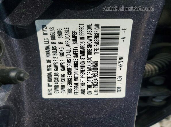 19XZE4F95LE007575 2020 HONDA INSIGHT Gray VIN կոդի պիտակի տեսք