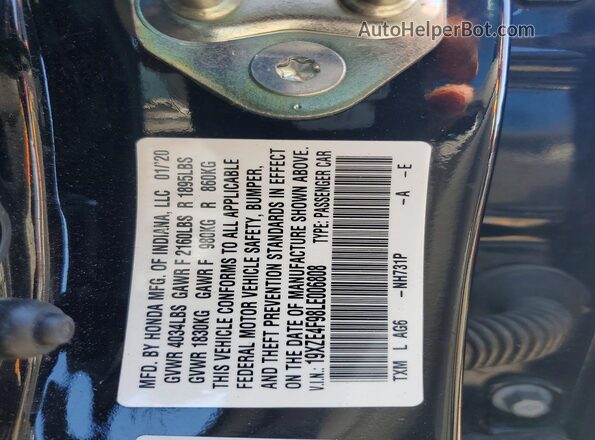 19XZE4F98LE006808 2020 HONDA INSIGHT Black Вид підкапотного простору