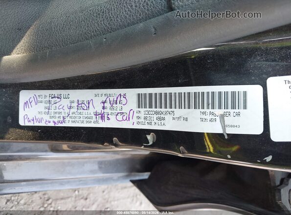 1C3CCCAB0GN107475 2016 CHRYSLER 200 Black Vista del compartimento del motor