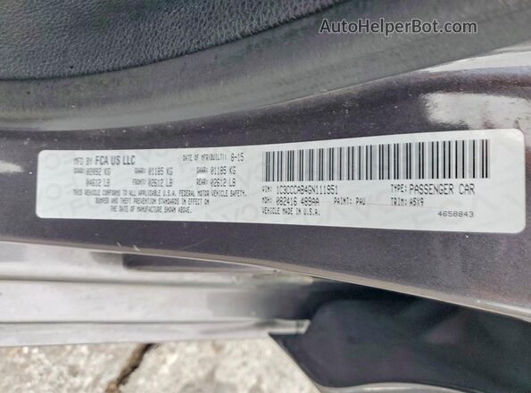 1C3CCCAB4GN111951 2016 CHRYSLER 200 Gray Widok komory silnika