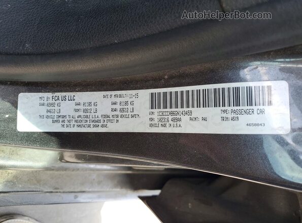 1C3CCCAB6GN143459 2016 CHRYSLER 200 Серый Вид наклейки с VIN-кодом