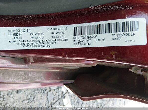 1C3CCCAB6GN174582 2016 CHRYSLER 200 Бордовый Вид подкапотного пространства