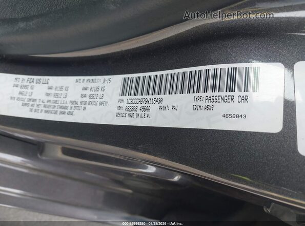 1C3CCCAB7GN115430 2016 CHRYSLER 200 Gray Widok komory silnika