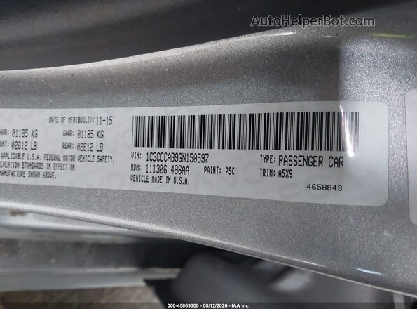 1C3CCCAB9GN150597 2016 CHRYSLER 200 Gray Engine compartment view
