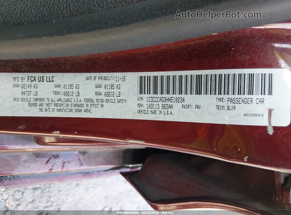 1C3CCCAG3HN510234 2017 CHRYSLER 200 Red Engine compartment view