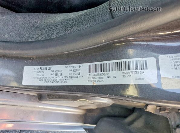 1C3CCCFBXHN502452 2017 CHRYSLER 200 Gray Вид підкапотного простору