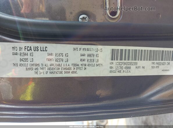 1C3CDFBA2GD652359 2016 DODGE DART Gray Widok komory silnika