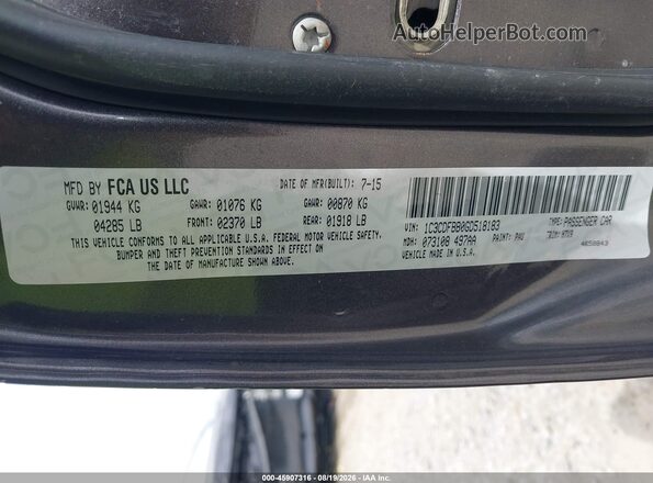 1C3CDFBB0GD518183 2016 DODGE DART Gray Widok komory silnika